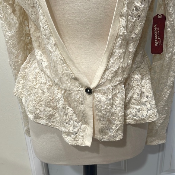 Lace Peplum Cardigan - Picture 2 of 7